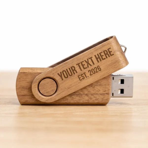 Eco-friendly Wooden USB Drive with Custom Text