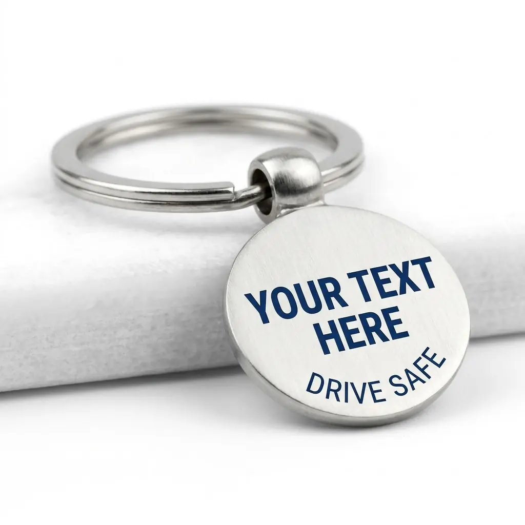 Engraved Round Metal Keychain for Gifts